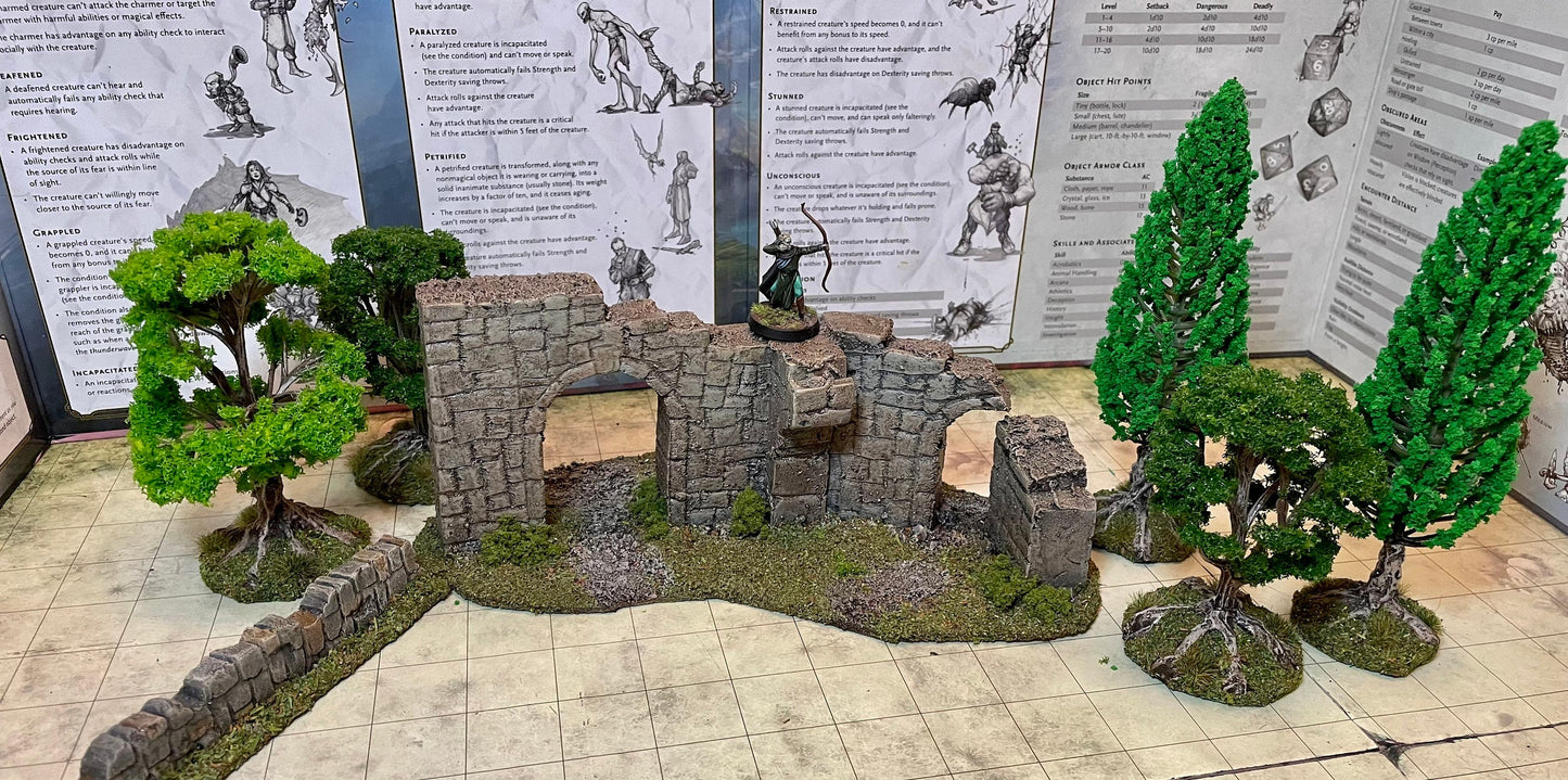 5 model fir trees, fantasy scenery fo TTRPG, and wargaming.