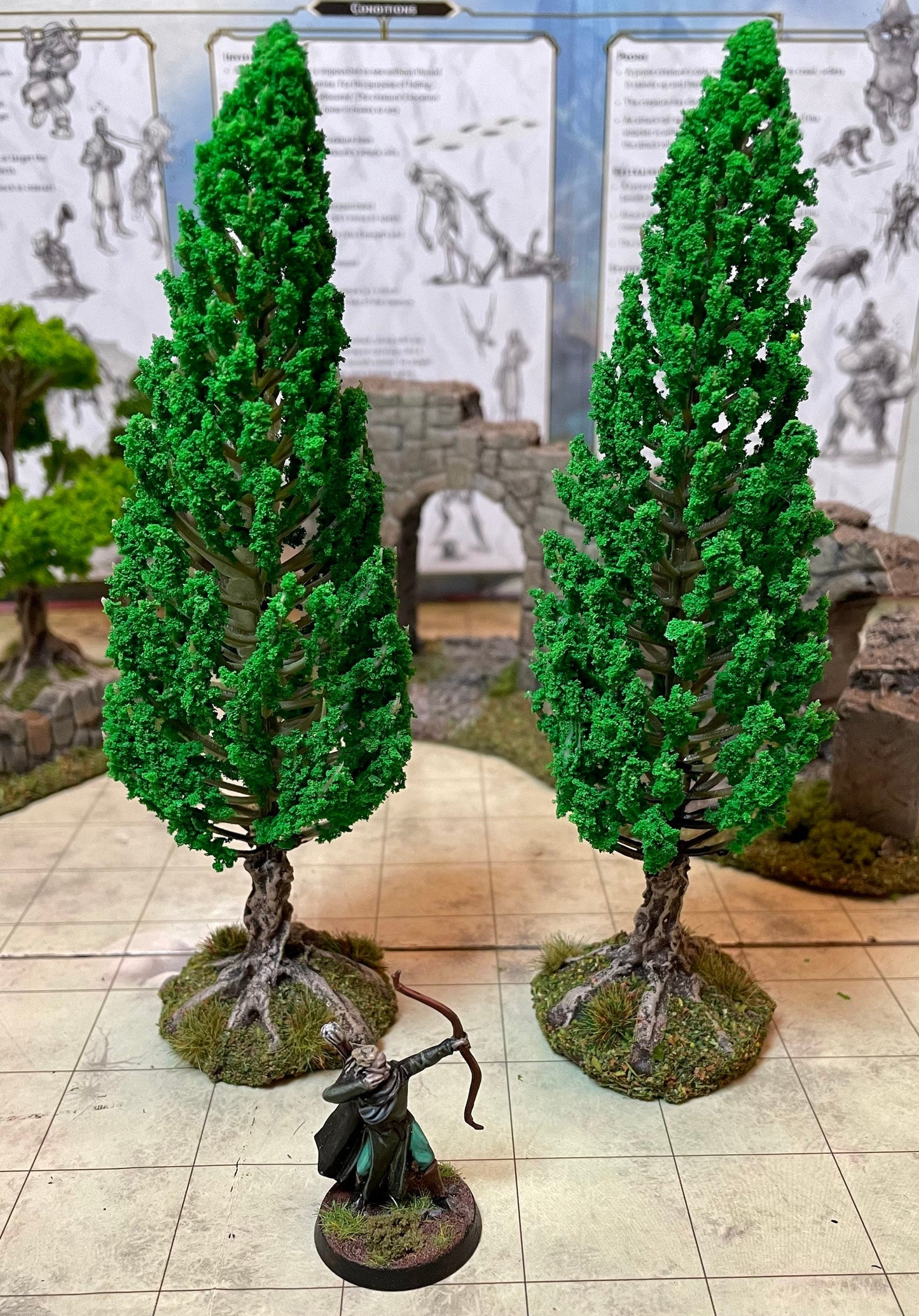 5 model fir trees, fantasy scenery fo TTRPG, and wargaming.