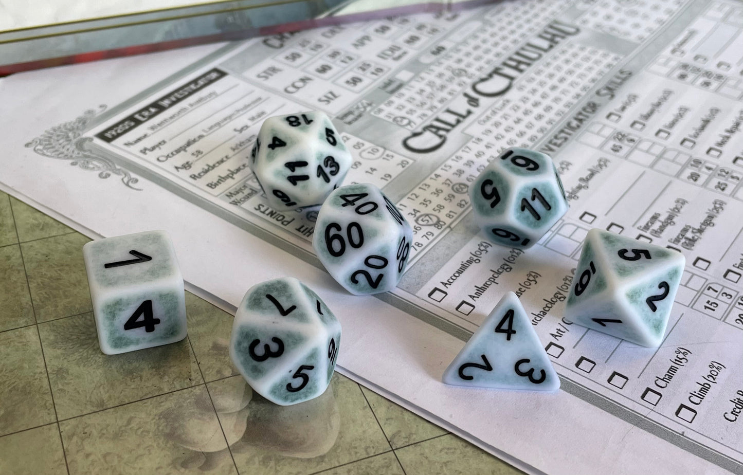 Ancient- Poly Dice Set- Verdigriz