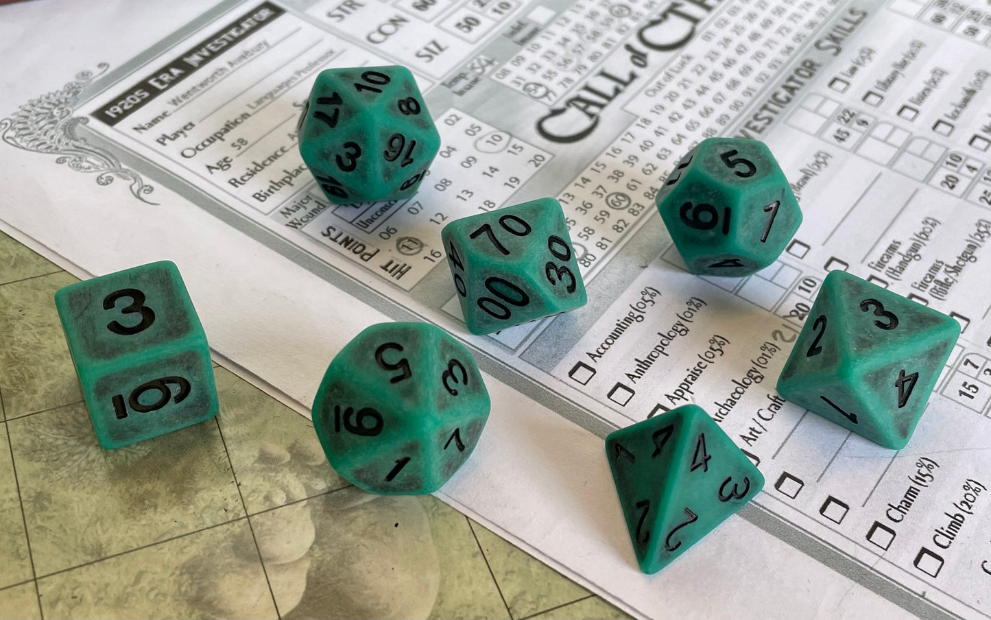 Ancient Green RPG Poly Dice