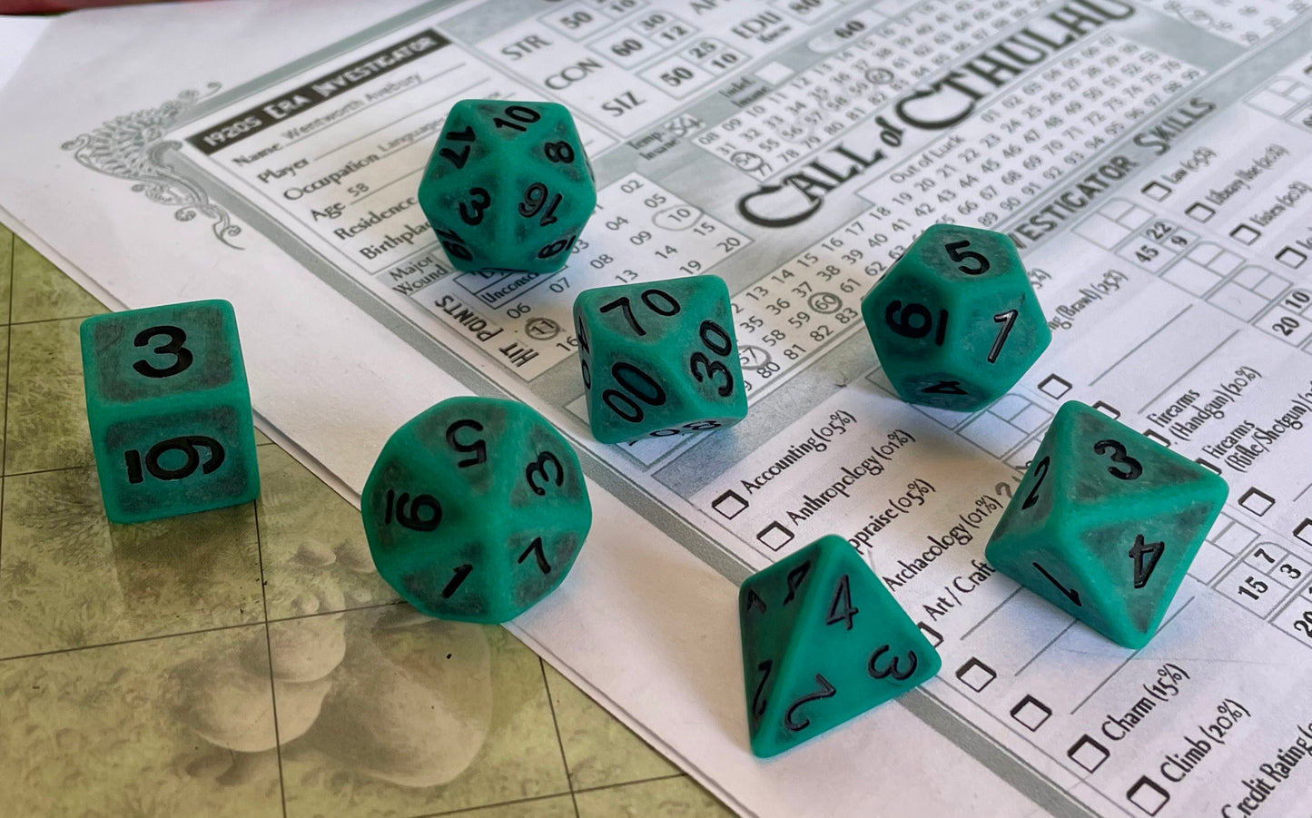 Ancient Green RPG Poly Dice