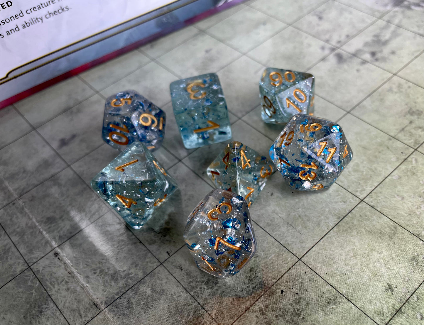 Glitter Flakes- Poly Dice Set- Sapphire