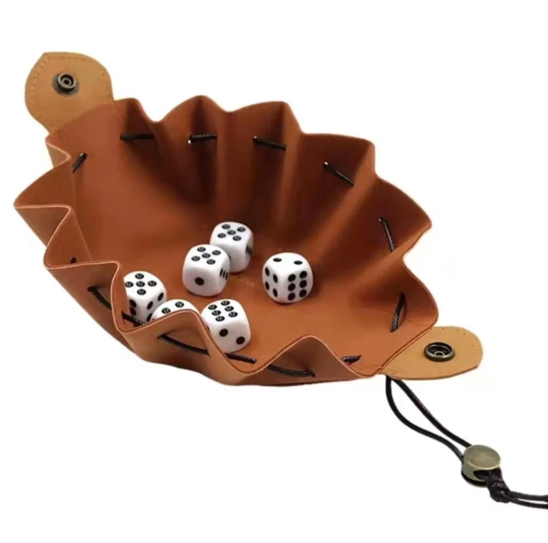 Leather drawstring dice pouch and tray