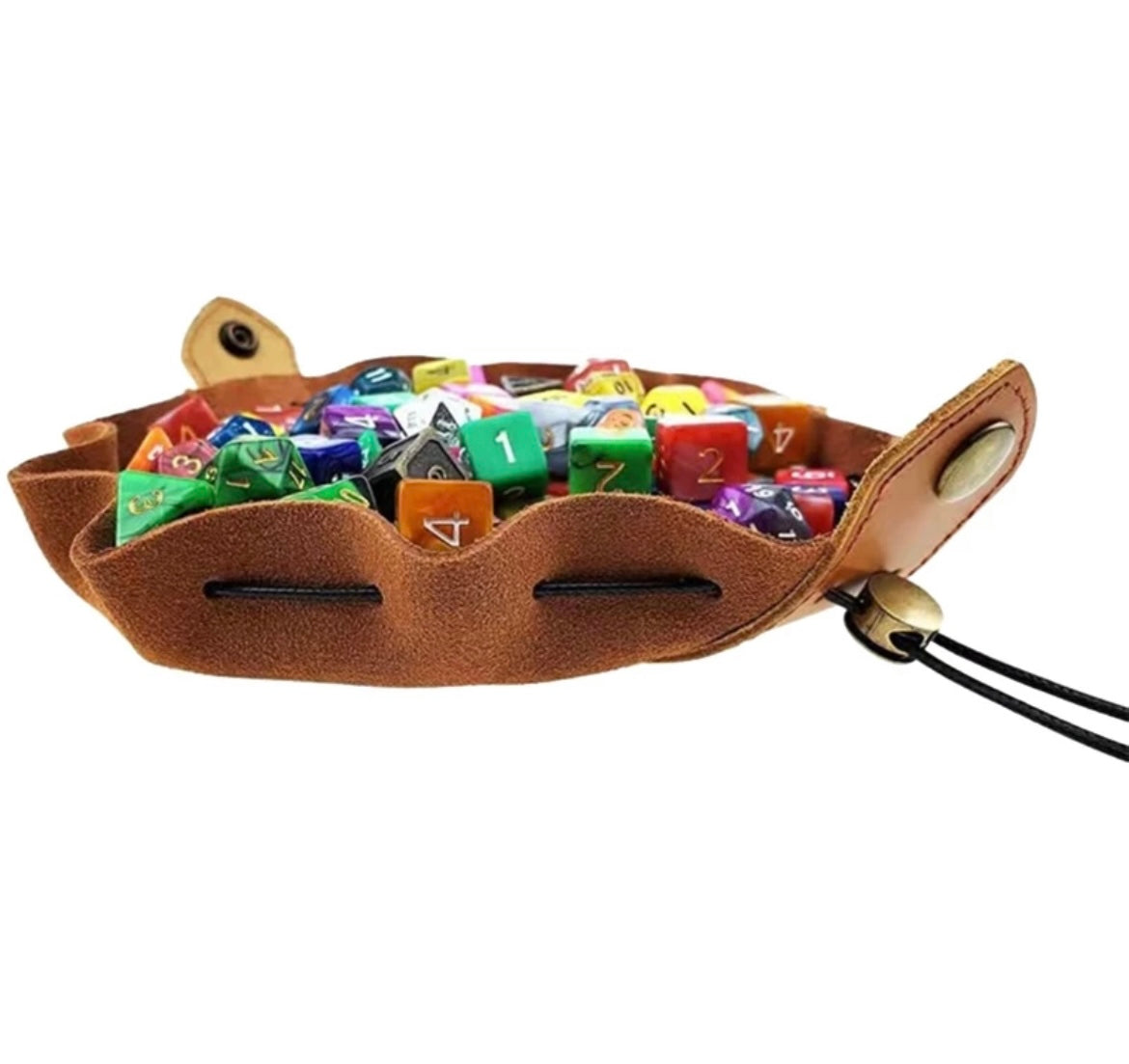 Leather drawstring dice pouch and tray