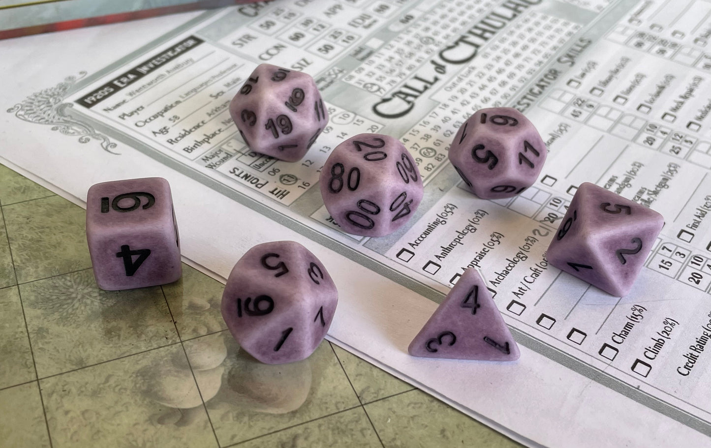 Ancient- Poly Dice Set- Purple