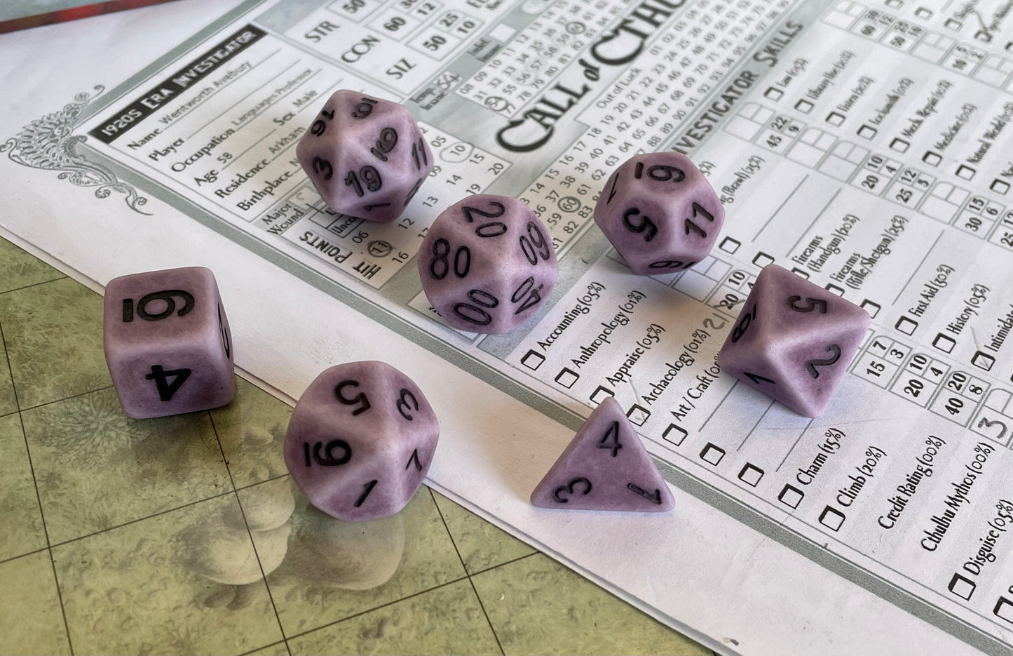Ancient- Poly Dice Set- Purple