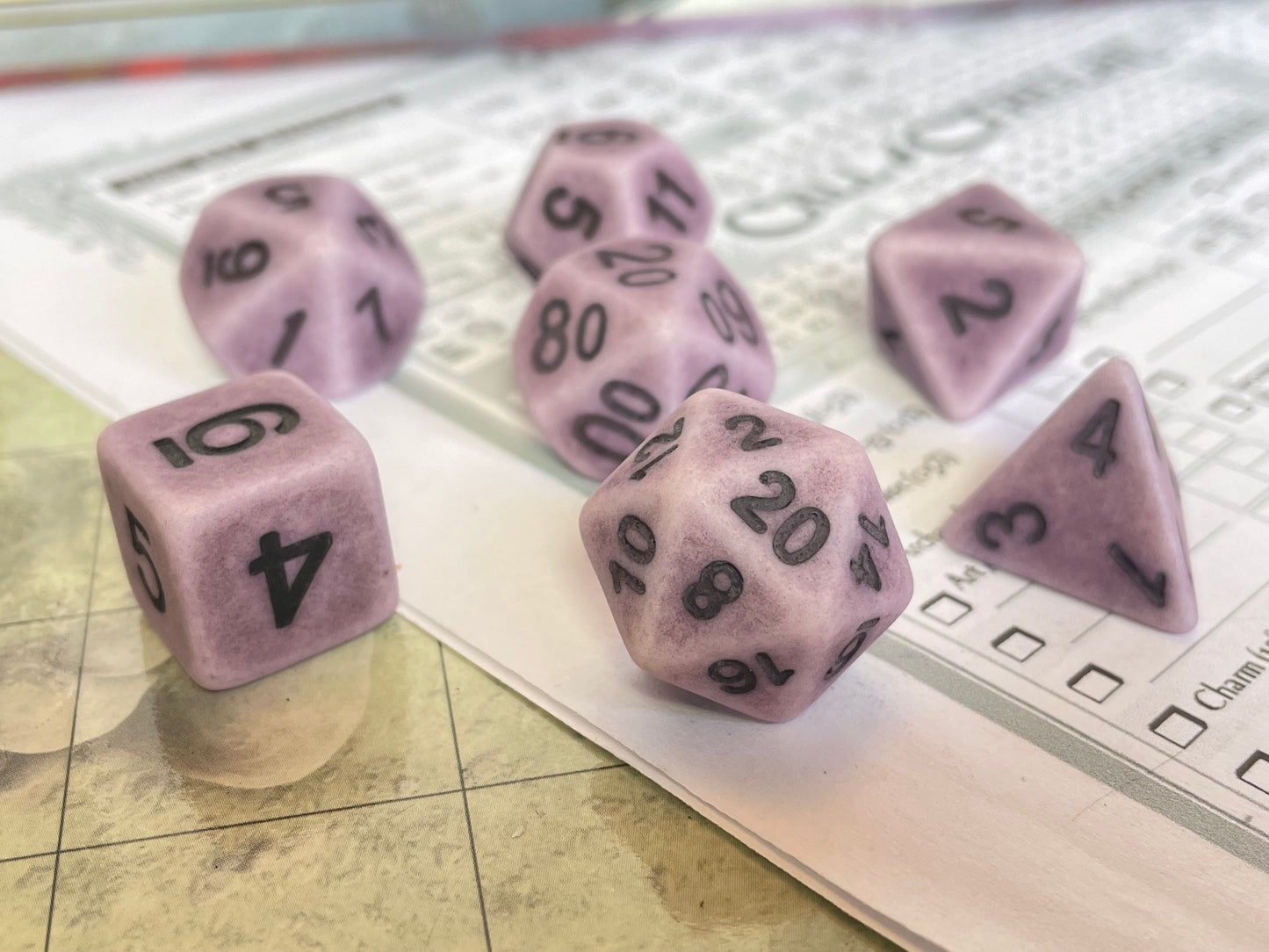 Ancient- Poly Dice Set- Purple