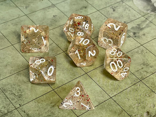 Glitter Flakes- Poly Dice Set- Little Stars